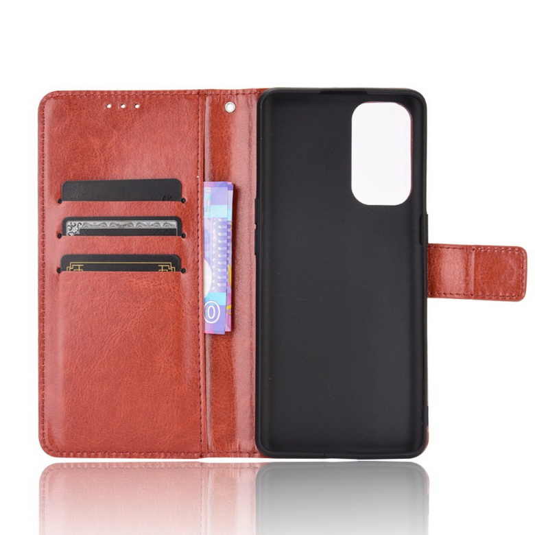 Case OPPO Reno 5 5G #เคสฝาพับหนัง PU ผิวหนังม้า Crazy Horse Texture Leather Wallet