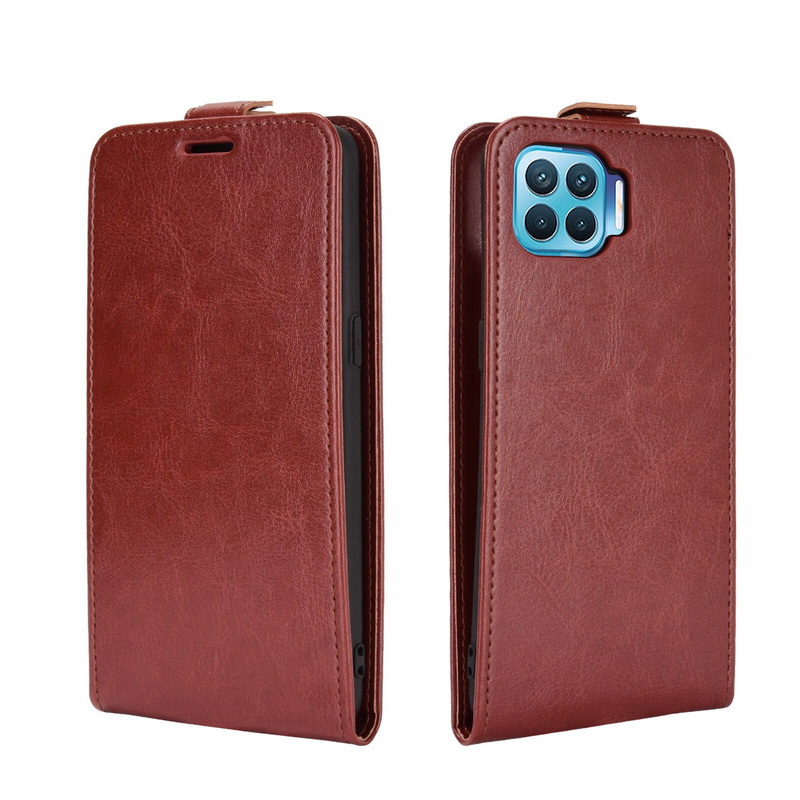เคส OPPO A93 #เคสฝาพับหนัง PU Crazy Horse แนวตั้ง พร้อมช่องเสียบการ์ด