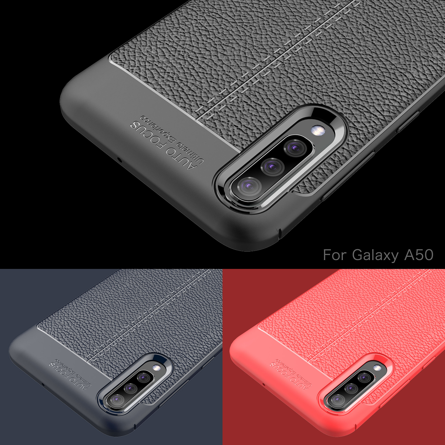 เคส Samsung Galaxy A50 / A50s / A30s #เคสฝาหลัง TPU นิ่มลายหนัง PU ผิวลิ้นจี่ช่วยป้องกันลายนิ้วมือและกันลื่น