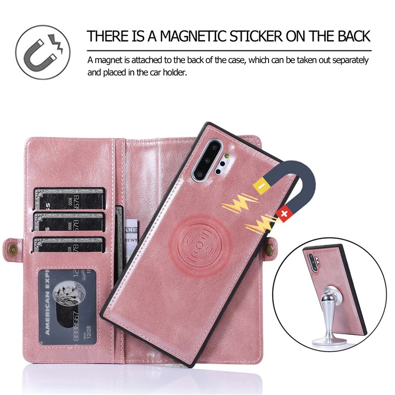 เคส Samsung Galaxy Note 10+ #เคสหนังฝาพับสไตล์กระเป๋าสตางค์ PU Wallet Split Leather 2 in 1 Card Slot + Money slot + Magnetic Separable Shell
