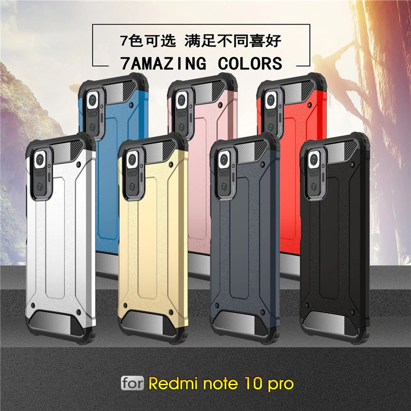 Case Redmi Note 10 Pro #เคสฝาหลังเกราะป้องกัน ไฮบริด พลาสติก+TPU Heavy Duty Rugged Hybrid