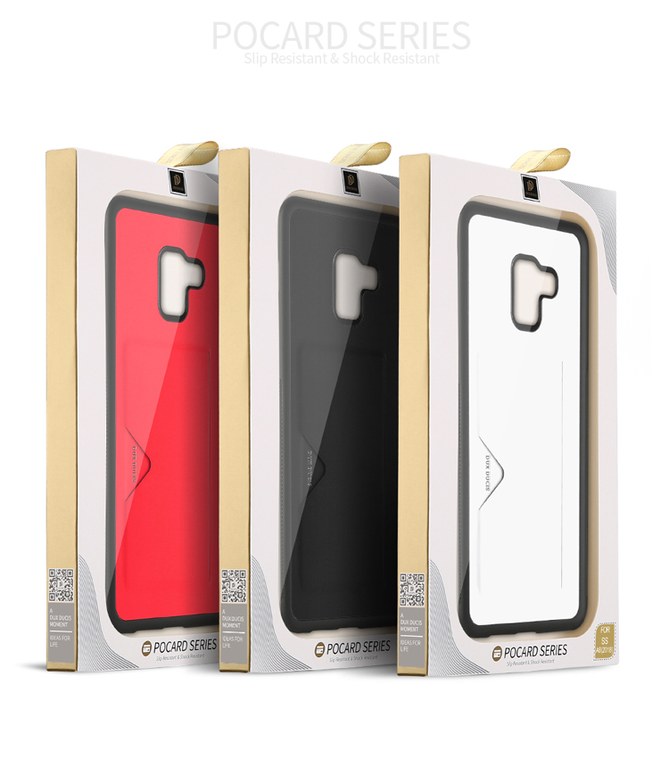 เคส Samsung Galaxy A8+ (2018) #เคสฝาหลัง DUX DUCIS Pocard Series Card Pocket PU Leather มีช่องใสบัตรด้านหลัง