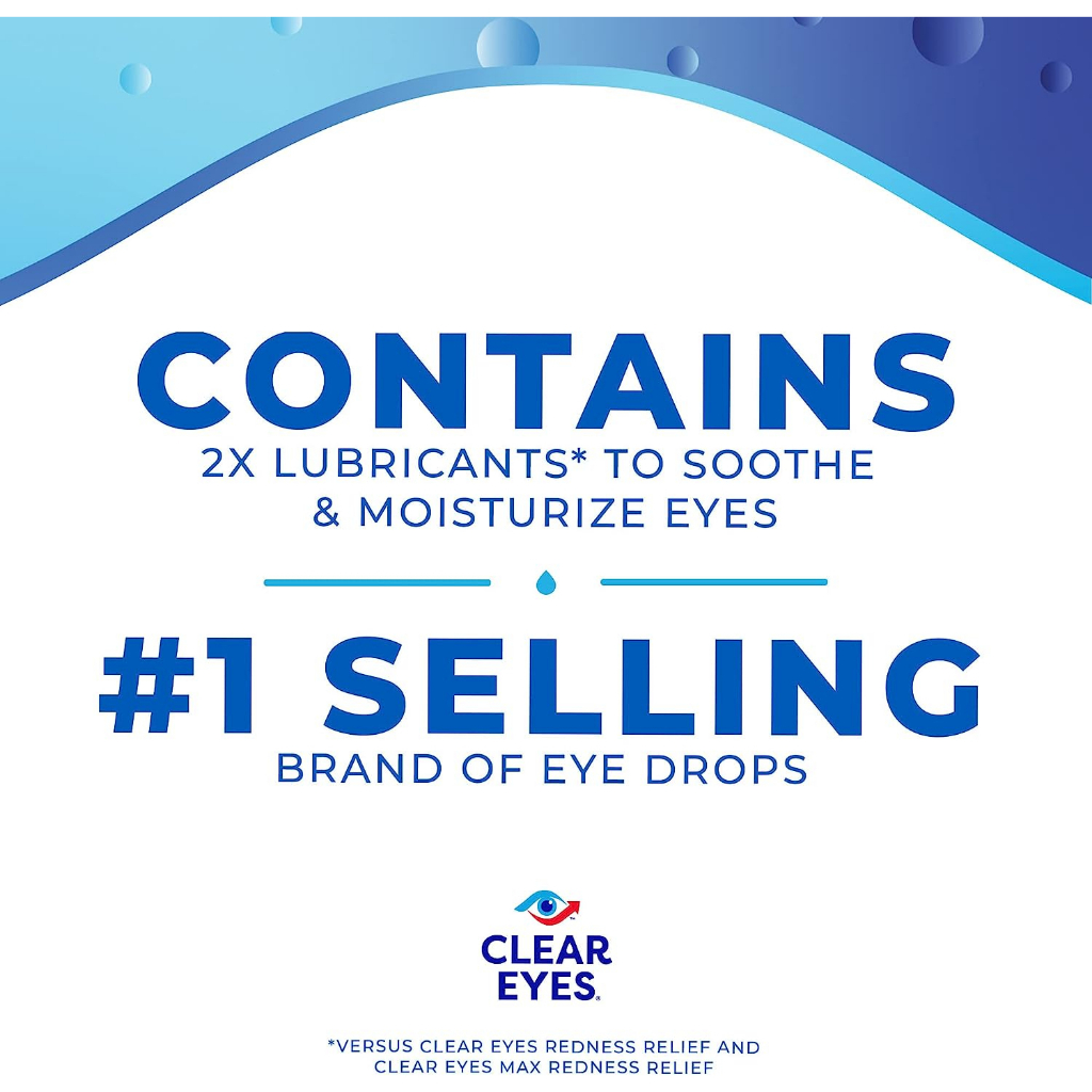 70% Sale!!! EXP.09/25Clear Eyes® Eyedrops for Relieves Redness, Itching and Irritation ผลิตภัณฑ์หยอดตา น้ำยาหยอดตา