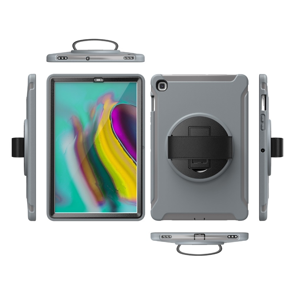 เคส Samsung Galaxy Tab S5e SM-T720 SM-T725 #เคสฝาหลังพลาสติกมีขาตั้งหมุนได้ 360° Swivel Kickstand PC + TPU Tablet Combo Shell with Hand Strap มีสายรัดมือ