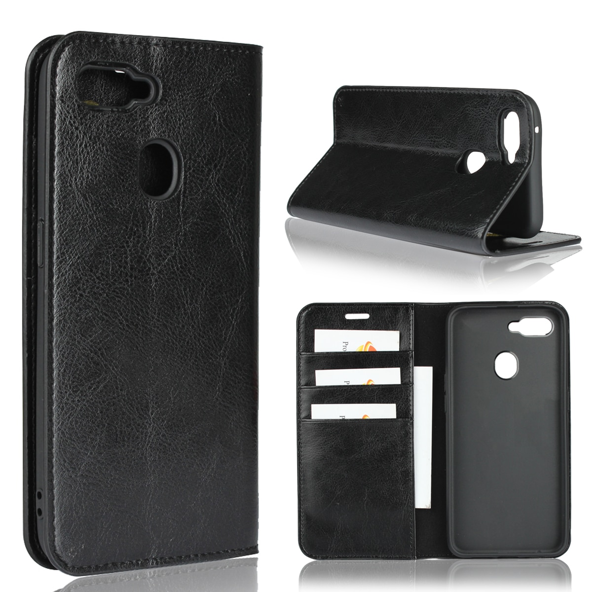 เคส OPPO A12 #เคสฝาพับแบบกระเป๋าสตางค์หนังแท้ Crazy Horse Genuine Leather Wallet Shell