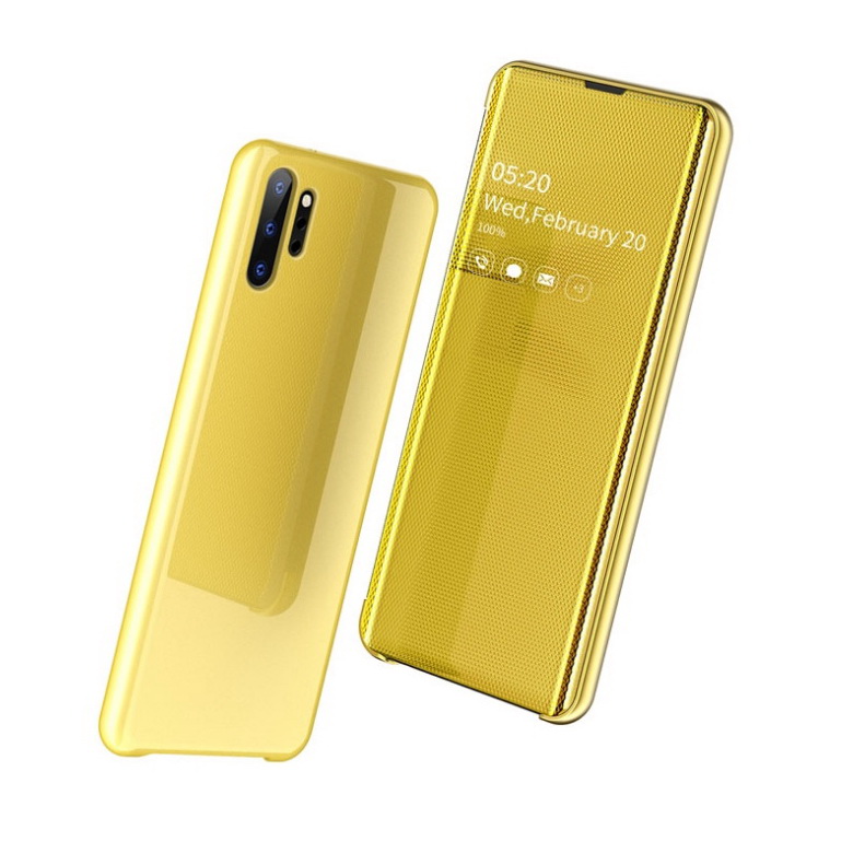 Case Samsung Galaxy Note 10+ #เคสฝาพับปกโปร่งแสงผิวเงา Electroplating Mirror Surface Window View