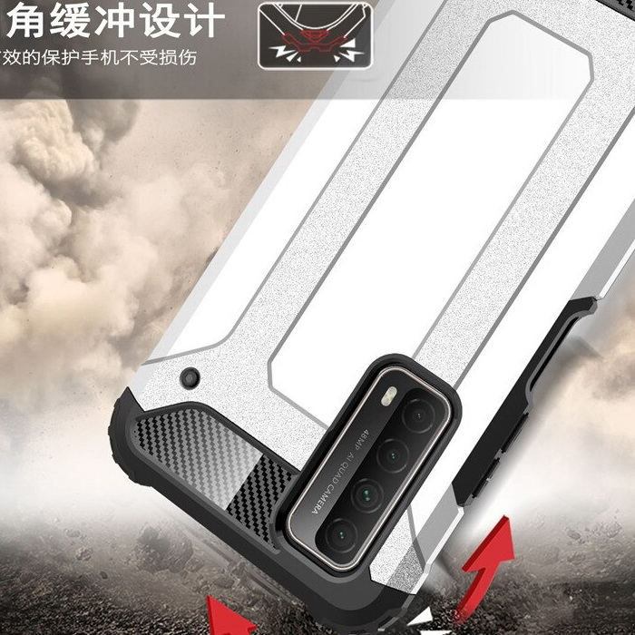 Case Huawei Y7a #เคสฝาหลังเกราะป้องกัน ไฮบริด พลาสติก+TPU Heavy Duty Rugged Hybrid