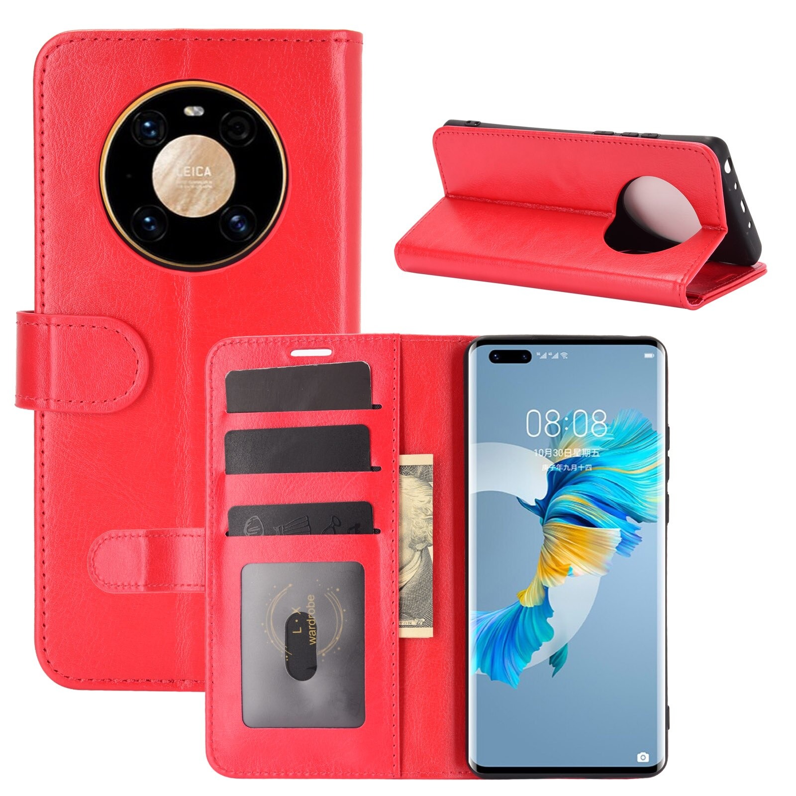 เคส Huawei Mate 40 Pro #เคสฝาพับหนัง PU ผิวหนังม้าสไตล์กระเป๋าสตางค์