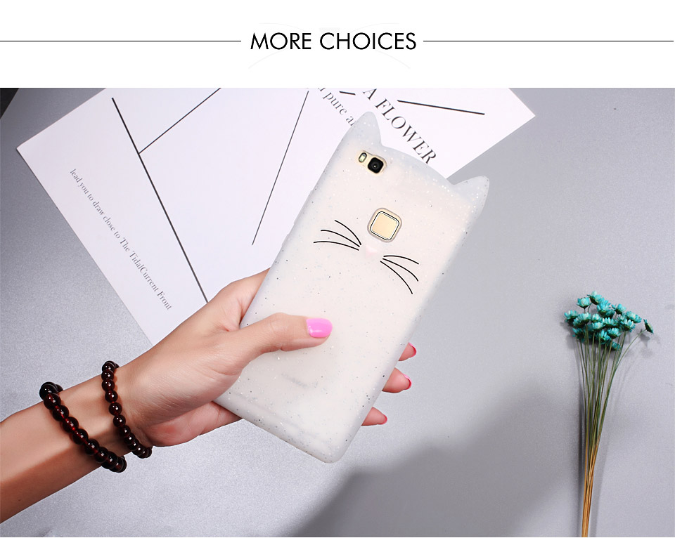 Case Huawei P9 Lite เคสฝาหลัง3D Moustache Cat Soft Silicone Protective Cover