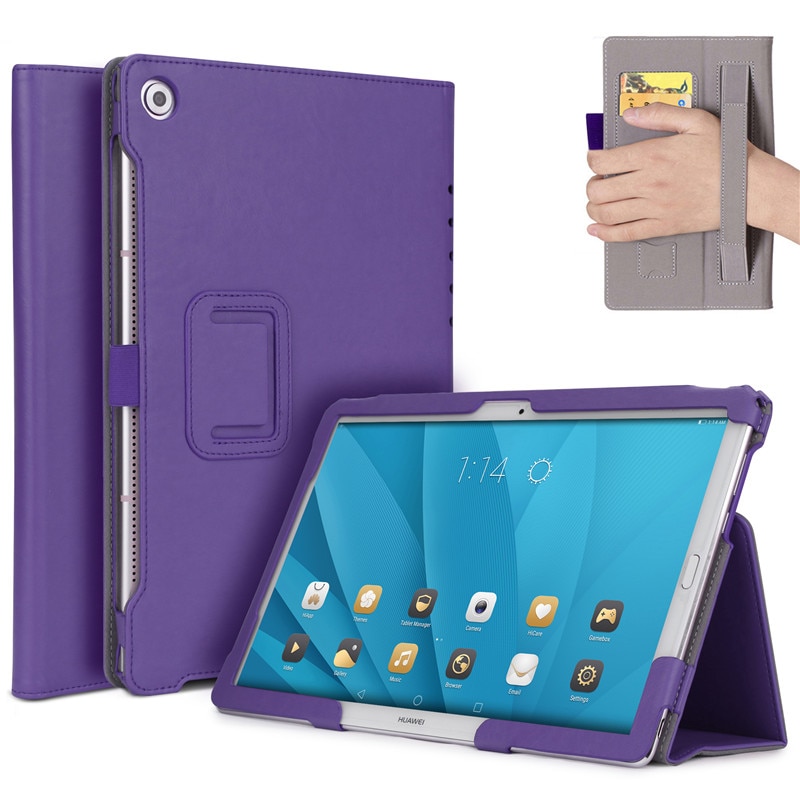 Case Huawei MediaPad M5 Pro 10.8 นิ้ว #เคสฝาพับหนัง PU มีที่สวมนิ้ว Card Holder Stand PU Leather Smart Case