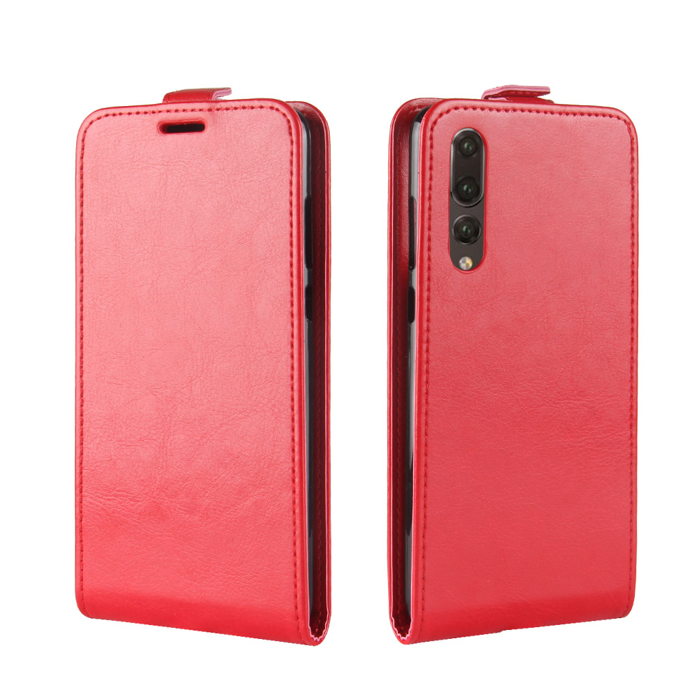 เคส Huawei P20 Pro #เคสฝาพับหนัง PU Crazy Horse แนวตั้ง พร้อมช่องเสียบการ์ด