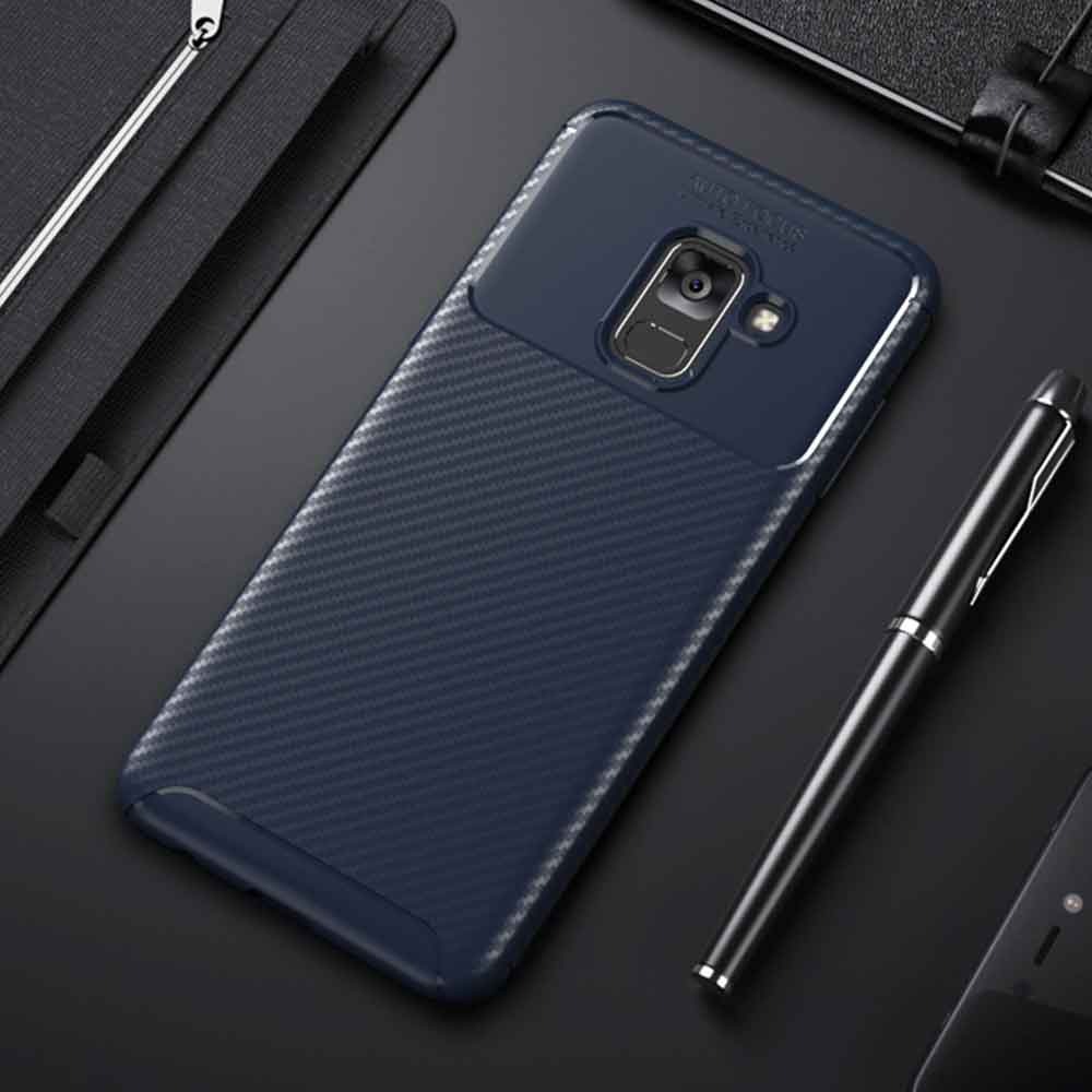 เคส Samsung Galaxy A8+ 2018 #เคสฝาหลังนิ่ม Carbon Fiber Anti-drop TPU Protection