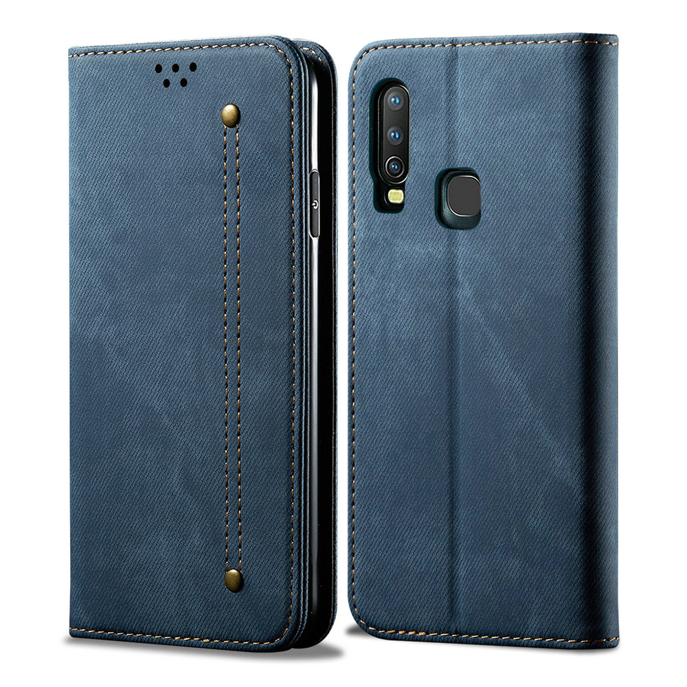Case Vivo Y17 #เคสฝาพับสไตล์ย้อนยุคผิวผ้ายีนส์แบบกระเป๋าสตางค์