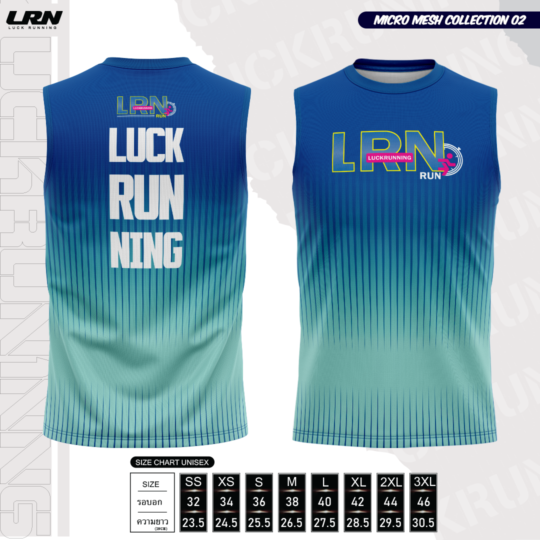 เสื้อวิ่งพิมพ์ลายแขนกุด LRN Collection 02 เนื้อผ้า Micro Mesh สำหรับวิ่งมาราธอน (MM11-02)