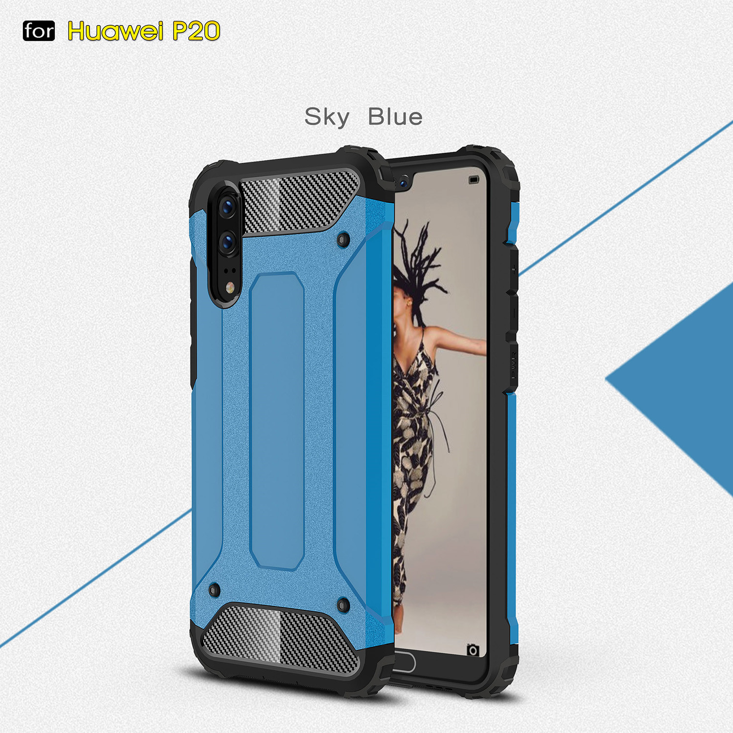 Case Huawei P20 #เคสฝาหลังเกราะป้องกัน ไฮบริด พลาสติก+TPU