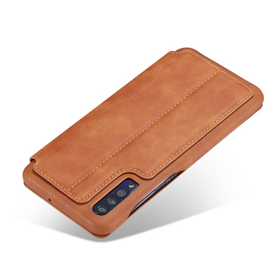 Case Samsung Galaxy A50 / A50s / A30s #เคสฝาพับหนัง PU มีช่องใส่บัตร LC.IMEEKE Retro Style Leather Card Holder