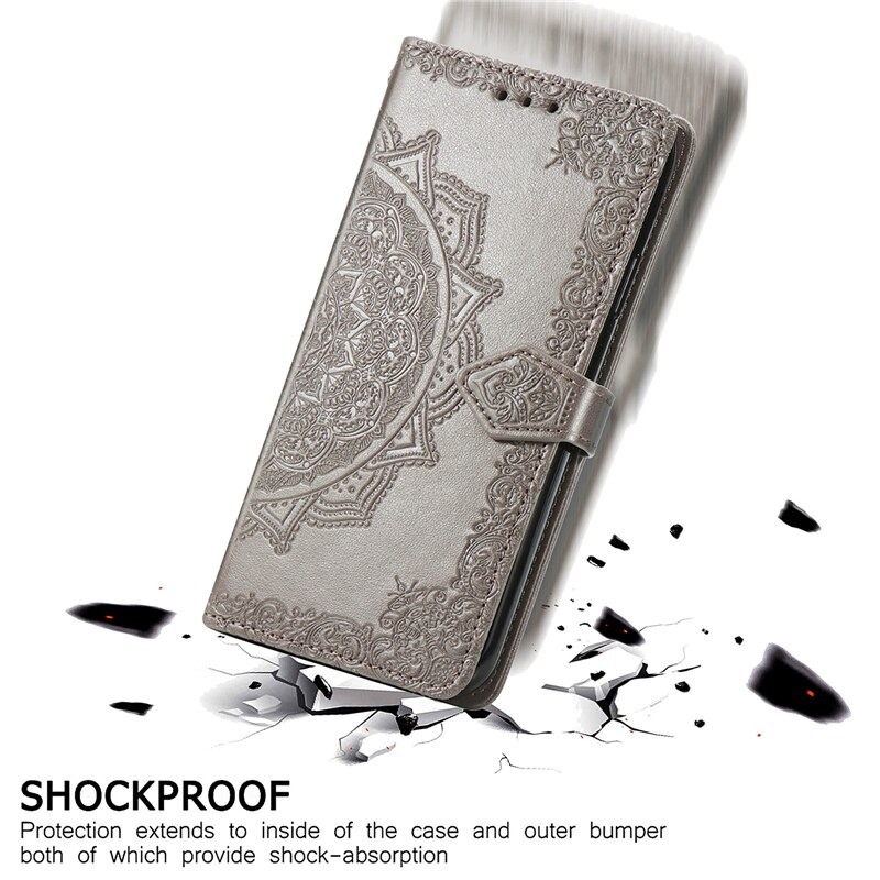 เคส OPPO Reno 5 Pro 5G #เคสฝาพับหนัง PU ผิวลายนูน Embossed Mandala Flower Leather Wallet