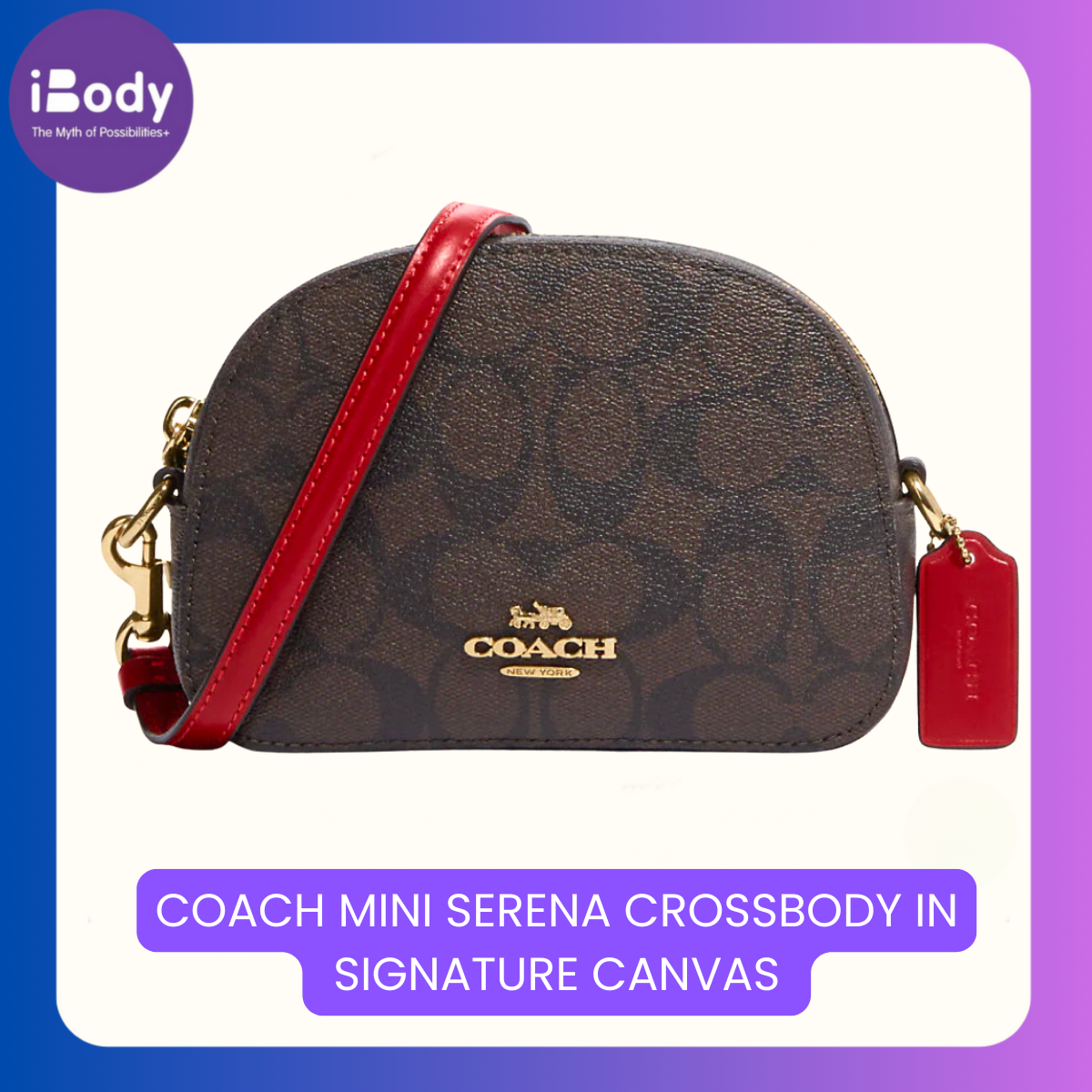 แท้💯 COACH MINI SERENA CROSSBODY IN SIGNATURE CANVAS กระเป๋าสะพายข้าง2628 ผ้าซิกเนเจอร์แคนวาส