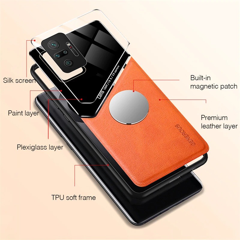 เคส OPPO Reno 6Z 5G #เคสฝาหลังไฮบริด PU +TPU + glass สีทูโทน Shockproof Leather Mirror Glass Silicone Phone Back Cover