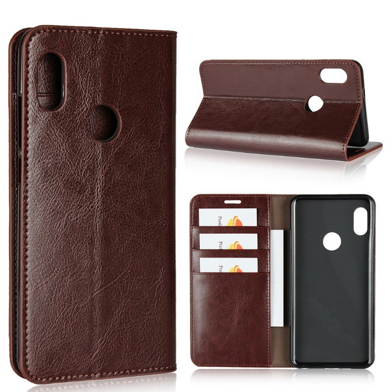 Case Xiaomi Redmi Note 5 #เคสฝาพับหนังแท้แบบกระเป๋าสตางค์คุณภาพดี Crazy Horse Genuine Leather Cover