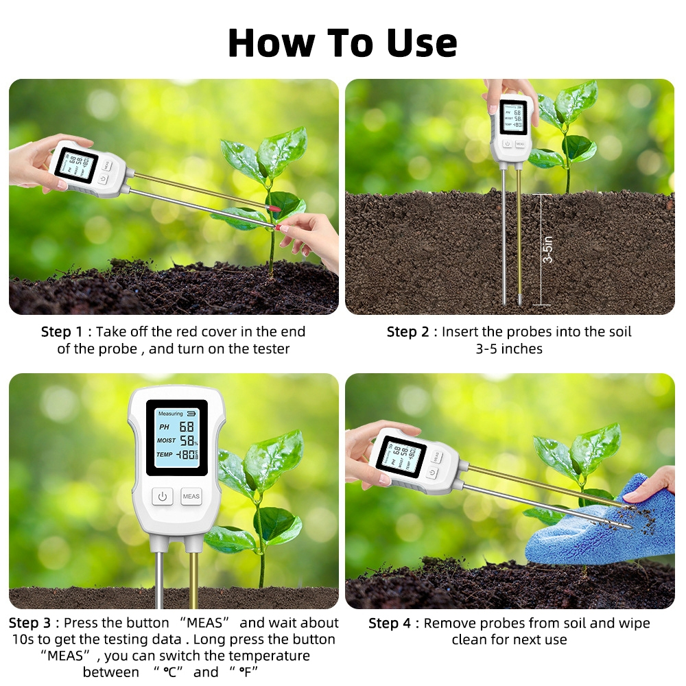 Soil Moisture Test Probe โพรบวัดความชื้นในดิน pH, Temperature, Soil Moisture