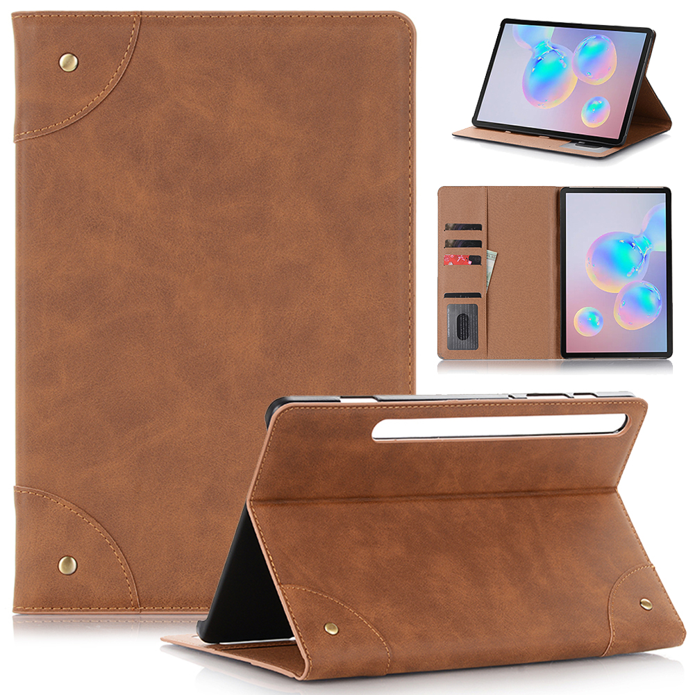 เคส Samsung Galaxy Tab S6 SM-T860 SM-T865 #เคสฝาพับหนัง PU ผิวหนังม้าสไตล์ Retro แบบกระเป๋าสตางค์สมาร์ท Crazy Horse Texture Retro PU Leather