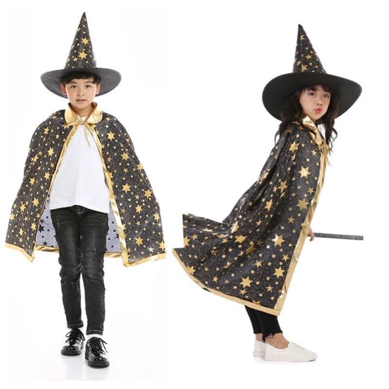 ชุดแฟนซีเด็ก ผ้าคลุมกับหมวกพ่อมดแม่มด