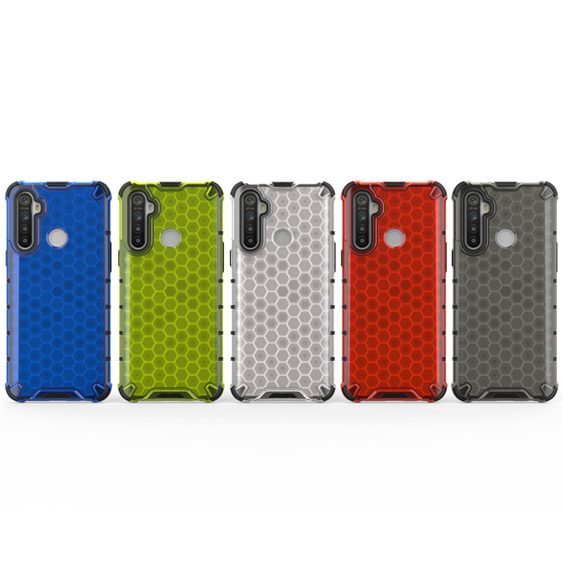 เคส Realme 5 Pro #เคสกันกระแทก Honeycomb Shock Absorber TPU + PC + Silicone Hybrid