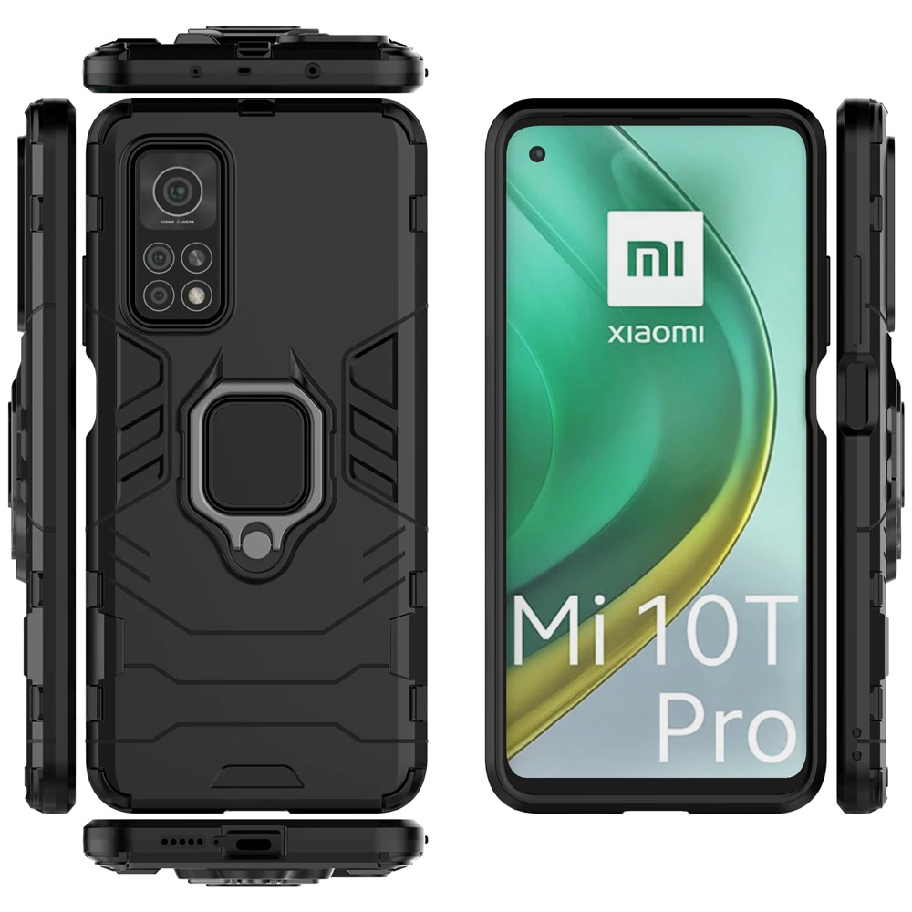 Case Xiaomi Mi 10T Pro#เคสฝาหลังพลาสติกแข็ง +TPU Hybrid Case มีแหวนสวมนิ้วโลหะ