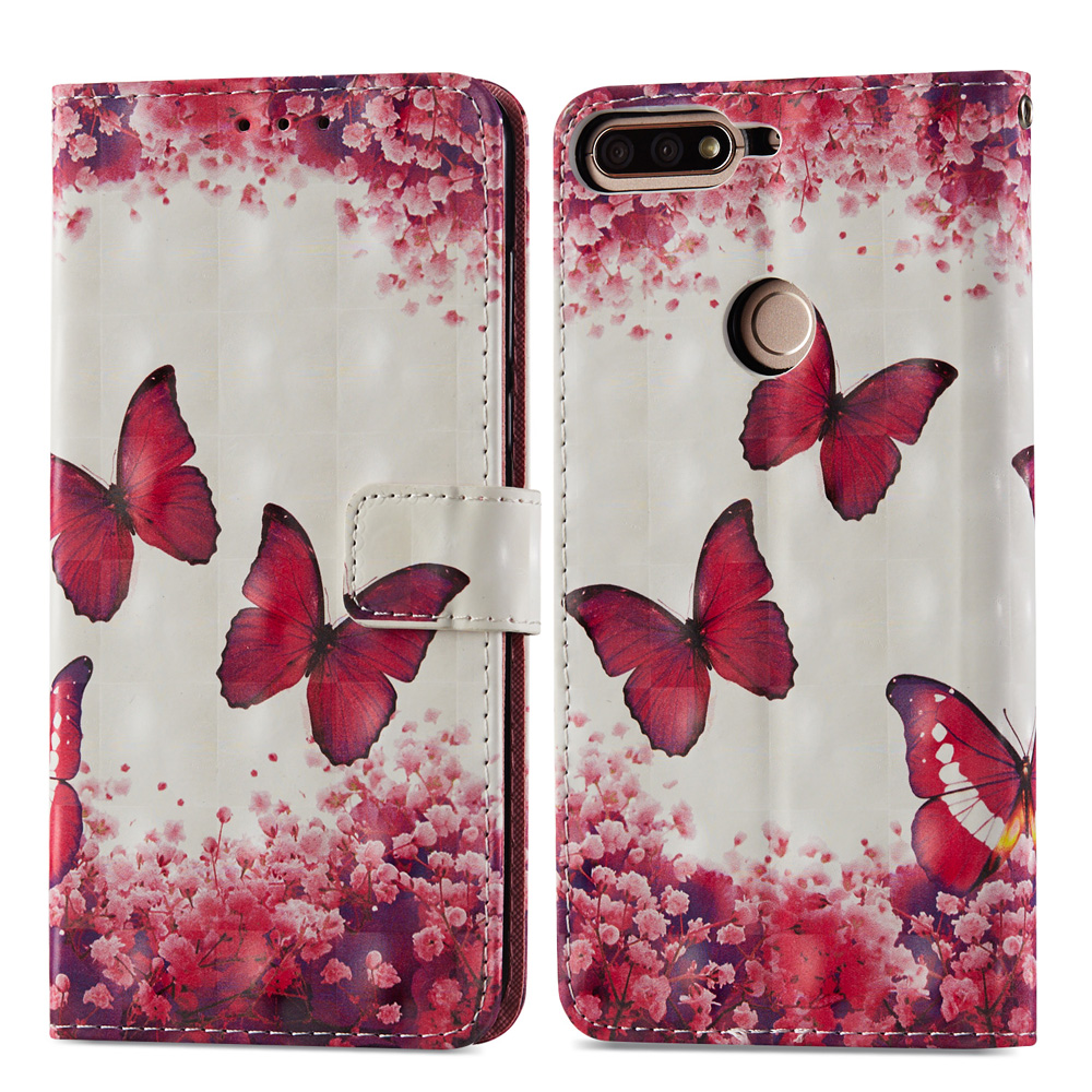 เคส Huawei Honor 7C / Enjoy 8 /Y7 Prime (2018) 3D Vivid Pattern Stand Leather #เคสฝาพับสไตล์กระเป๋าสตางค์