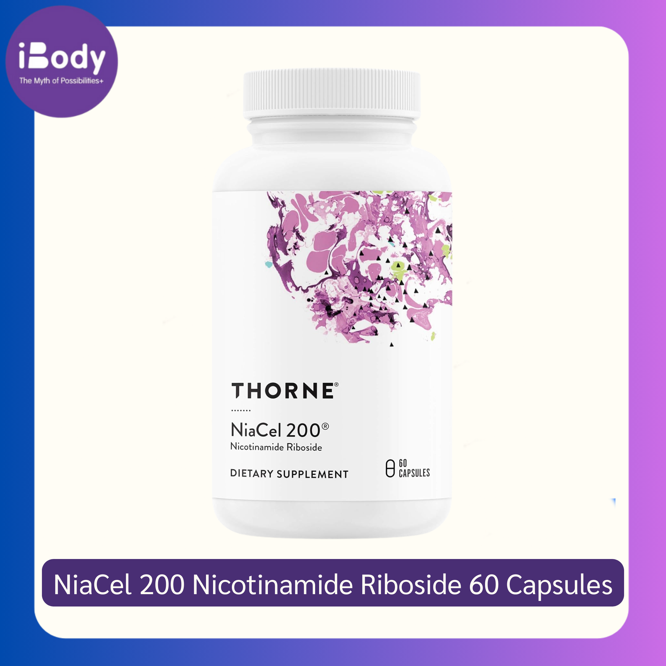Thorne Research - NiaCel 200 Nicotinamide Riboside 60 Capsules อาหารเสริม สำหรับผู้สูงวัย เพิ่มพลังงาน