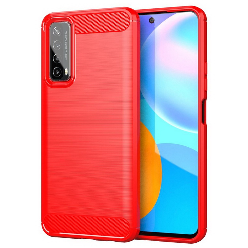 Case Huawei Y7a #เคสฝาหลังตกแต่งคาร์บอนไฟเบอร์ ผิวขัดแปรง Brushered TPU Back Case