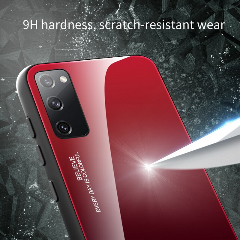 เคส Samsung Galaxy S20 FE / S20 FE 5G #เคสฝาหลัง Gradient Color Glass + PC + TPU Hybrid Case