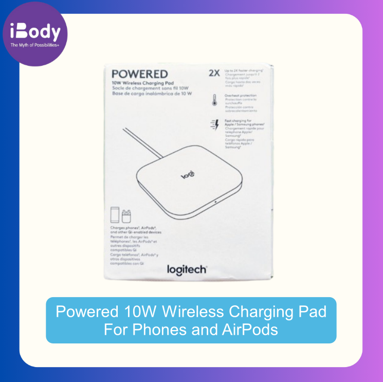 (Logitech®) Powered 10W Wireless Charging Pad For Phones and AirPods แท่นชาร์จไร้สาย รองรับอุปกรณ์มาตรฐาน Qi