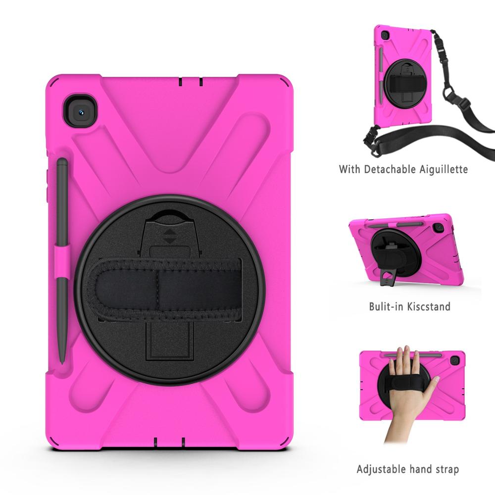 เคส Samsung Galaxy Tab S6 Lite 10.4 SM-P610 SM-P615 SM-P617 #เคสฝาหลังกันกระแทก X-Shape 360 Degree Rotary Kickstand PC + Silicone มีสายคล้องมือ สายคล้องไหล่