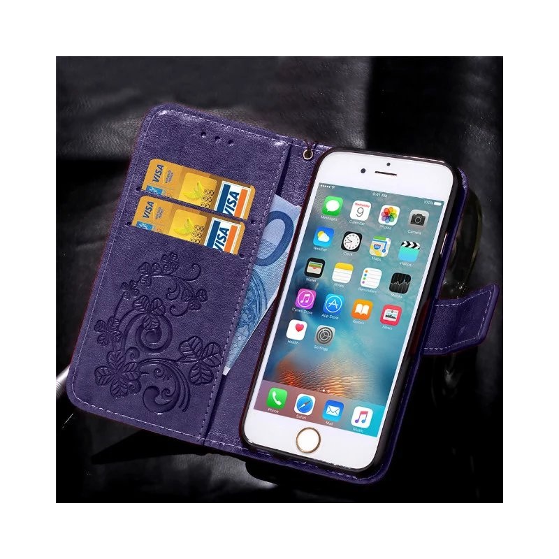 เคส iPhone 6s Plus 6 Plus #เคสฝาพับรูปแบบกระเป๋าสตางค์หนังลายดอกไม้ สวยงามทันสมัย