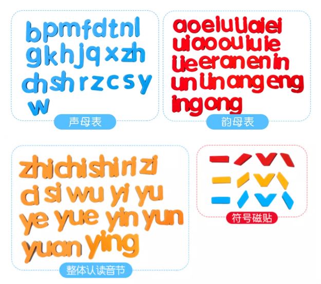 [สื่อการสอนพินอินภาษาจีน] สติกเกอร์แม่เหล็กตัวอักษรพินอินภาษาจีน 汉语拼音字母磁力贴磁性 Chinese Pinyin Alphabet Magnetic Stickers