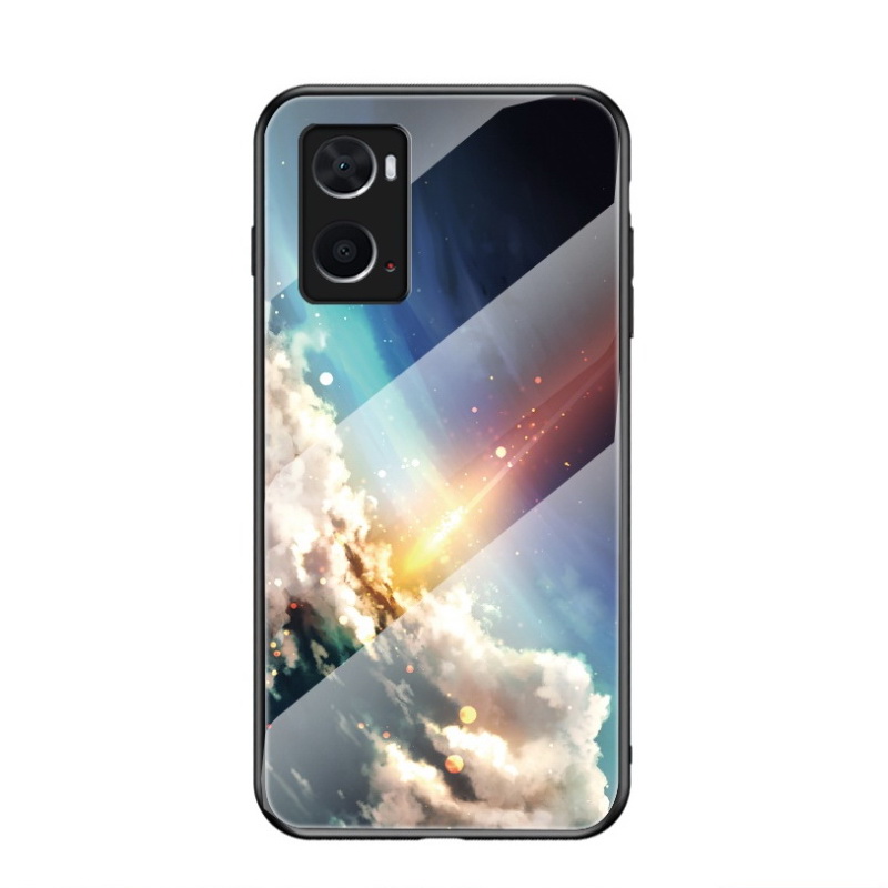 เคส OPPO A76 #เคสฝาหลัง Gradient Color Glass + PC + TPU Hybrid Case