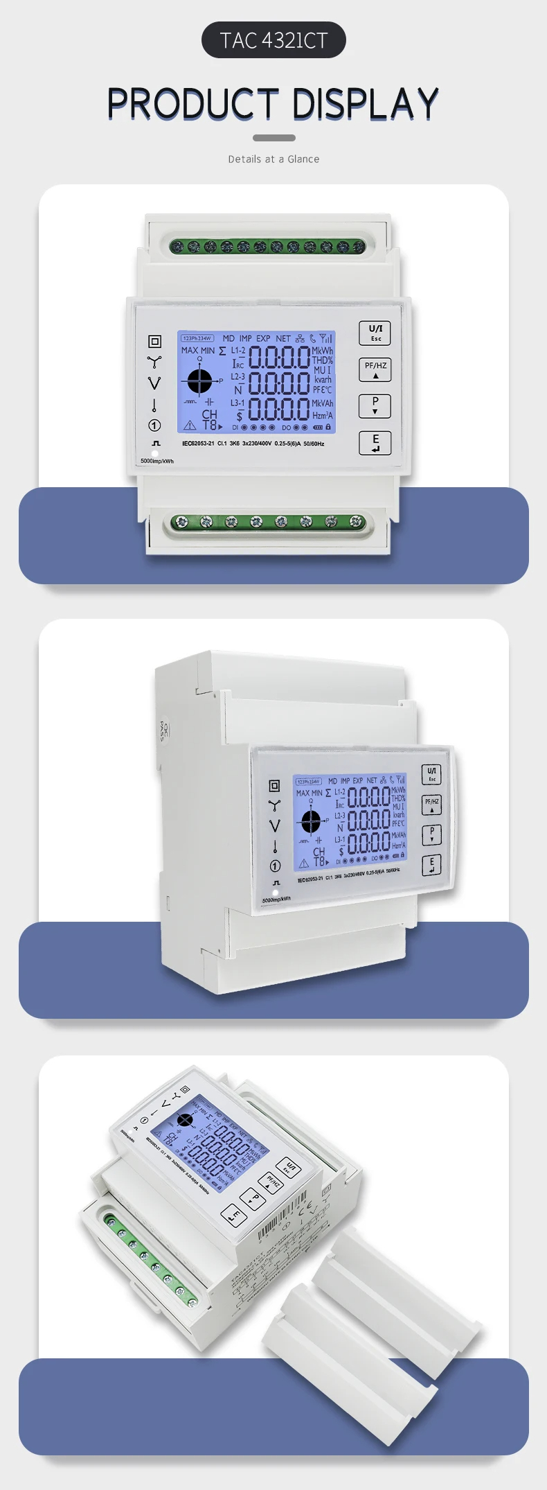 พาวเวอร์มิเตอร์ 3 เฟส Three-phase WIFI multi-function energy meter with current transformer TAC4321CT series ผ่านแอพพลิเคชั่น Tuya
