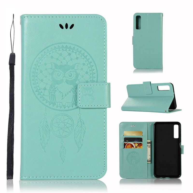 Case Samsung Galaxy A7 (2018) #เคสฝาพับแบบกระเป๋าสตางค์ฝาพับหนัง PU ลายนกฮูก Dream Catcher Owl