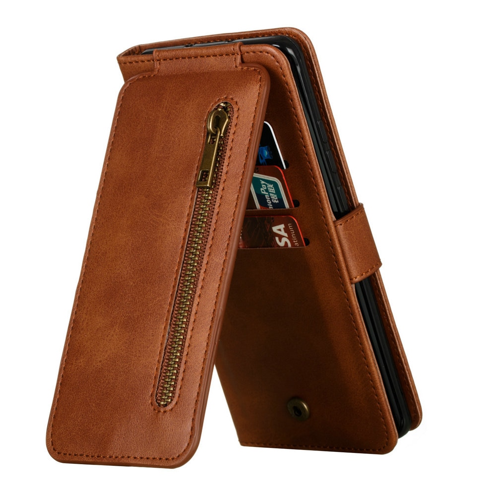 Case Samsung Galaxy A72 / A72 5G#เคสแบบกระเป๋าสตางค์ช่องใส่บัตรหลายช่อง Multi-slot Wallet Zippered Leather พร้อมสายคล้อง