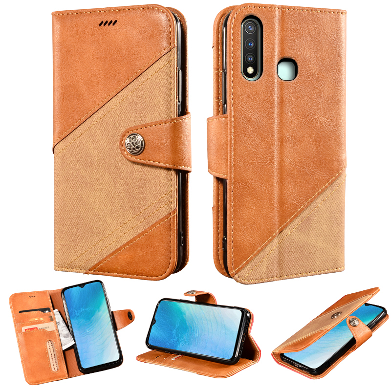เคส Vivo Y19 #เคสฝาพับหนัง PU ออกแบบสี 2 โทนปิดแม่เหล็ก มีช่องเก็บบัตรคุณภาพดี