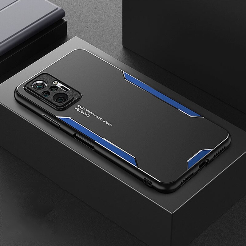 เคส Redmi Note 10 4G #เคสฝาหลังไฮบริด Metal +TPU Shockproof metal back plate Phone Back Cover