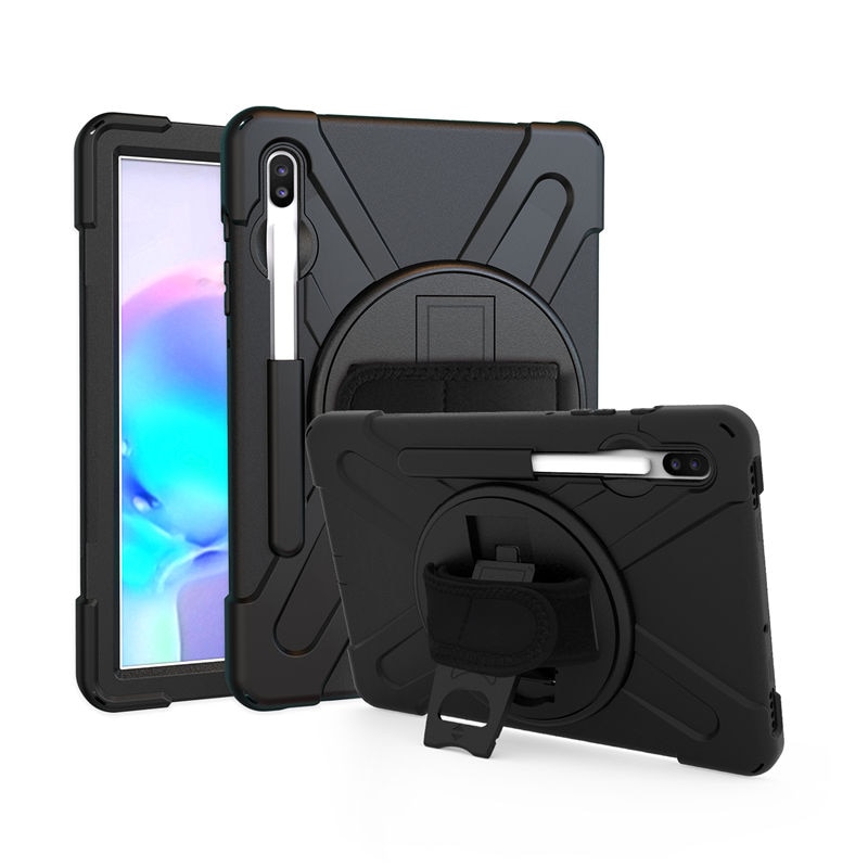 เคส Samsung Galaxy Tab S7 11นิ้ว T870 T875 #เคสฝาหลังกันกระแทก X-Shape 360 Degree Rotary Kickstand PC + Silicone มีสายคล้องมือ มีสายสะพายคล้องไหล่