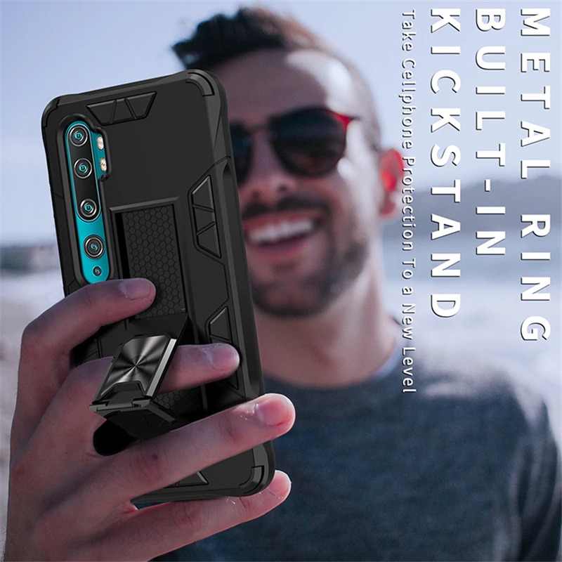 Case Xiaomi Mi Note 10 Pro #เคสฝาหลังเกราะป้องกัน ไฮบริด มีขาตั้ง Built-in Kickstand Hard PC Phone Stand Back Case Armor