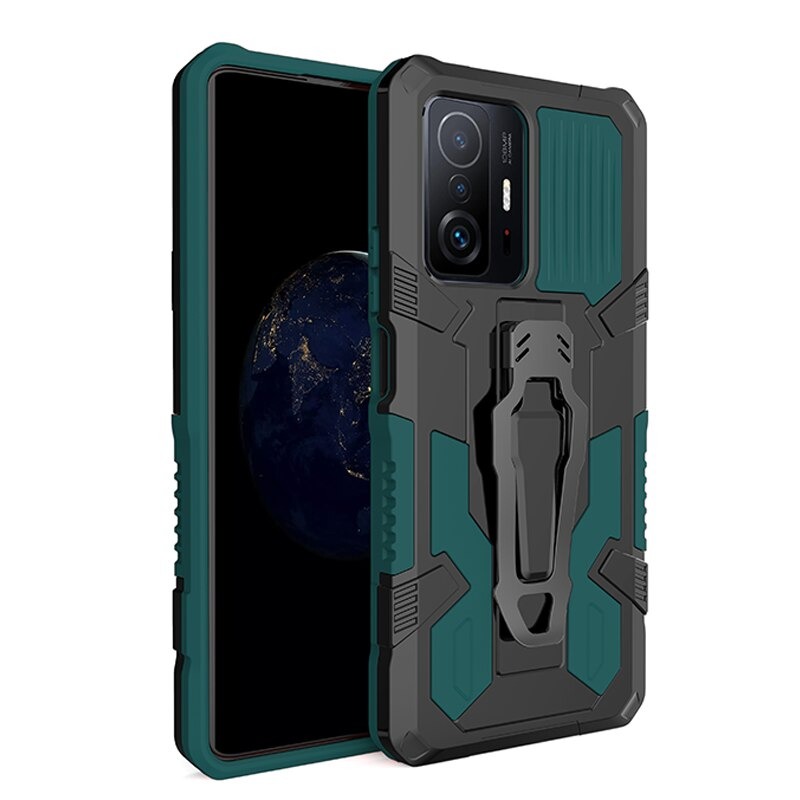 Case Xiaomi 11T / 11T Pro #เคสฝาหลังกันกระแทกมีคลิบหนีบ ไฮบริด พลาสติก+TPU Heavy Duty Rugged Hybrid