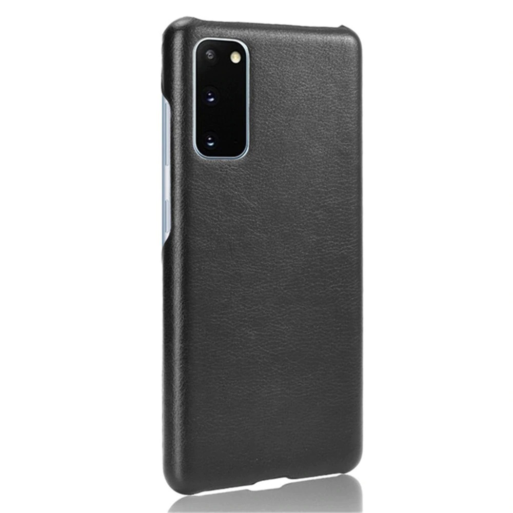 Case Samsung Galaxy S20 FE / S20 FE 5G #เคสฝาหลังพลาสติกแข็งเคลือบหนัง PU ลายผิวลิ้นจี่ Litchi Skin Leather Coated
