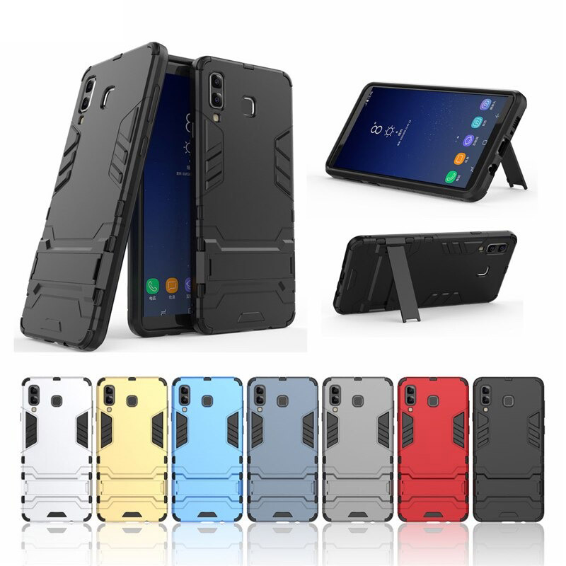 เคส Samsung Galaxy A8 Star #เคสฝาหลังพลาสติก ไฮบริด TPU + Kickstand