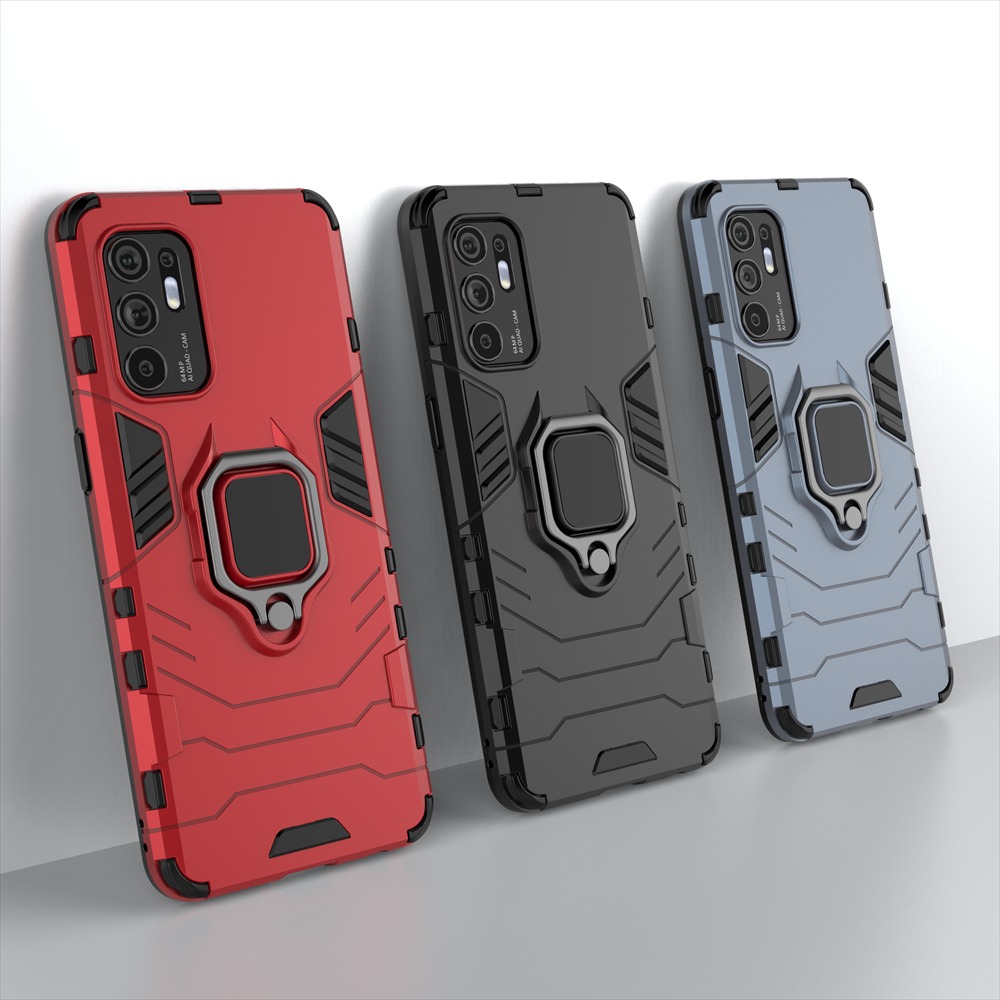 Case OPPO Reno 6Z 5G#เคสฝาหลังพลาสติกแข็ง +TPU Hybrid Case มีแหวนสวมนิ้วโลหะ