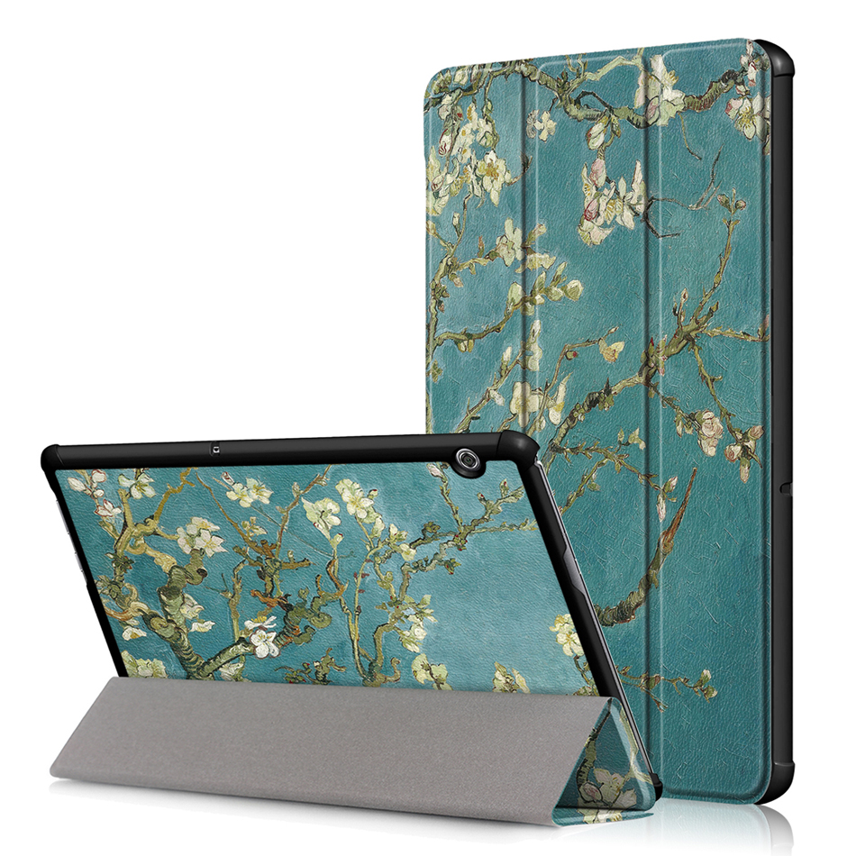 CaseHuawei MediaPad T5 10 #เคสฝาพับแบบ 3 พับพิมพ์ลาย Pattern Printing Tri-fold Stand PU Leather Smart Case